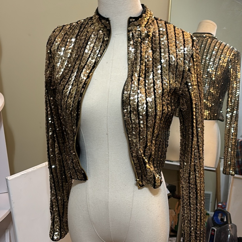 Gold sequined jacket - Picture 1 of 4